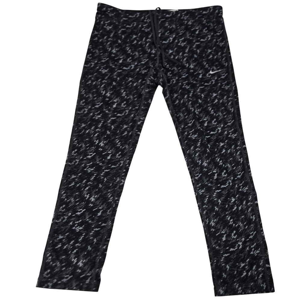 Nike Power Epic Lux Crop Leggings Womens Large Black Digital Camo Running Tights